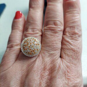 NWOT LeVian Diamond, Citrine, Spessartite Garnet 14K YG Ring size 7